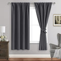 JIUZHEN Blackout Curtains for Bedroom– Thermal Insulated,Noise Reducing Room Darkening Rod Pocket Curtains for Living Room, Set of 2 Panels with Tiebacks, 42 x 63 inch Long, Dark Grey