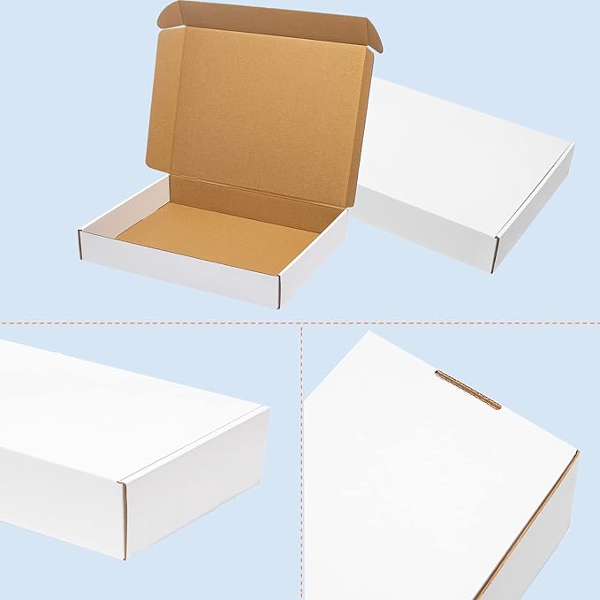 White Shipping Boxes 13x10x2" 30 Pack - Corrugated Cardboard Box Mailers for Small Business, Literature Mailer Packaging Supplies