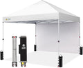 CROWN SHADES 8x8 Pop Up Canopy with 1 Side Wall - Beach Tent with One Push Setup - Outdoor Sun Shade for Events, Parties, Camping - Gazebo with STO-N-Go Cover Bag (White)