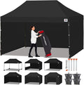 ABCCANOPY Heavy Duty Easy Pop up Canopy Tent with Sidewalls 10x15, Black