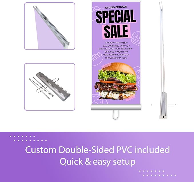 BillyPrint 2-sided Custom Retractable Banners 31.5x79in with Standard Stand, Customizable Sign for Business, Corporate Events, Advertising - Customized Prints with Travel Bag - 1 unit