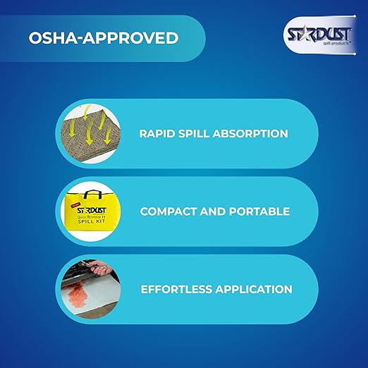 Stardust Spill Products Oil-Only Spill Kit – OSHA Compliant Solution for Vehicles, Industrial, & Restaurant Use, Emergency Response Oil Cleanup, 6-Pack
