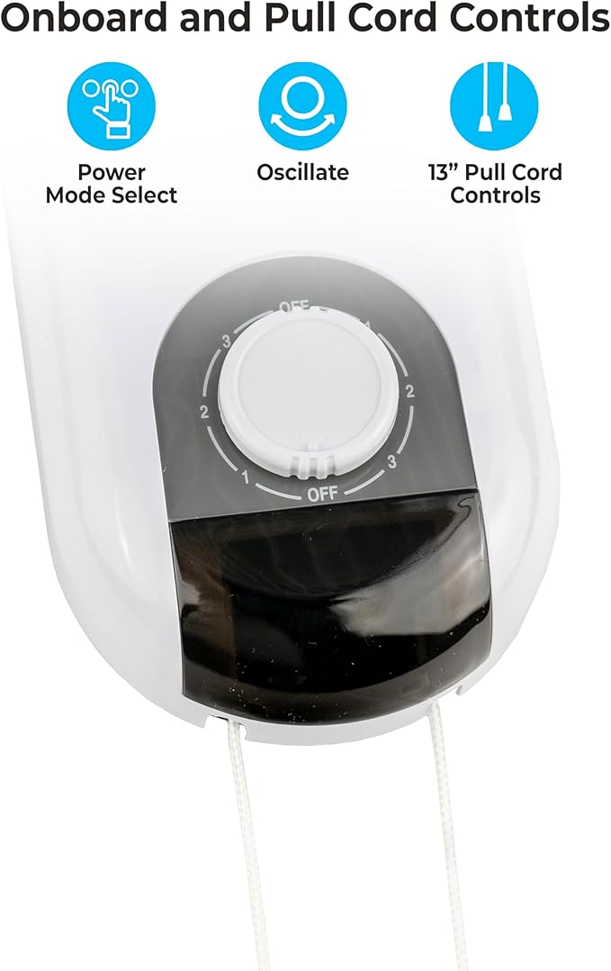 Comfort Zone Oscillating Wall Mount Fan with Adjustable Tilt, 16 inch, 3 Speed, Metal Grille, 90 Degree Oscillation, Airflow 14.07 ft/sec, Ideal for Home, Bedroom, Gym & Office, CZ16W