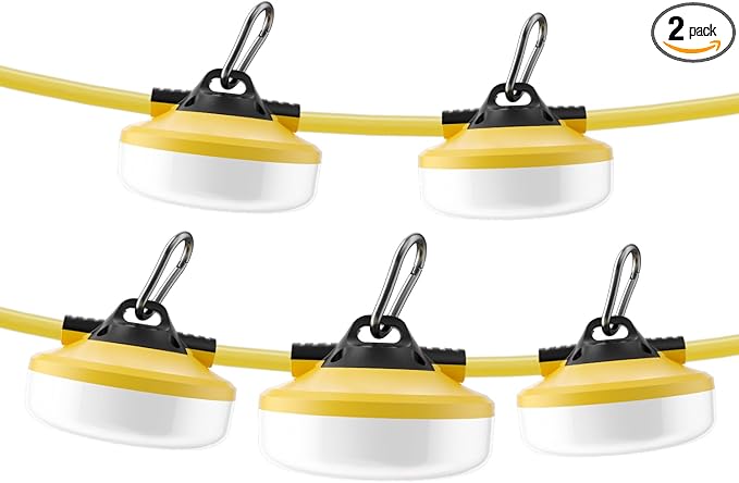 LED Construction String Lights 50FT, 5000 LM, 5000K Daylight LED String Work Lights, 50W Temporary Lighting for Job Site Outdoor Indoor, IP65 Waterproof Temporary Construction Lights, ETL Listed