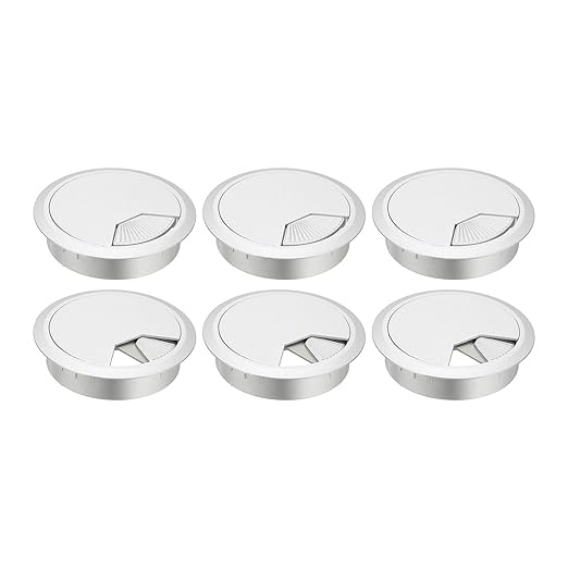 PATIKIL 3 Inch Desk Grommet, 6Pcs Cable Grommet Wire Management Cable Hole Cover Cord Organizer for Office Home Table Countertop, Silver