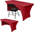 Nasitos 2 Pack Spandex Tablecloths for 6 Foot Rectangle Table-Open Back Red Stretch Table Cloths for 6 Foot Folding Table, Wrinkle Resistant for Wedding, Parties, Buffet, Baby Shower