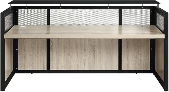 NBF Modern Reception Desk with Counter - 87" W x 30" D Retail Checkout Counter - Front Desk Reception Counter with 2 Grommet Holes - Countertop Welcome Desk for Office Lobby Salon Store, Gray