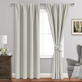 JIUZHEN Blackout Curtains for Bedroom - Thermal Insulated Room Darkening Noise Reducing, 42 x 84 Inch Length Curtains for Living Room, Set of 2 Panels with Tiebacks,Ivory