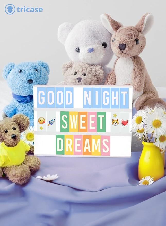 Blue Cinema Light Box with 312 Letters, Emojis & 3 Markers - Led Light Box Sign for Home & Blue Bedroom Decor for Girls - Light Up Letter Board - Best Gift Idea for Girls on Birthday