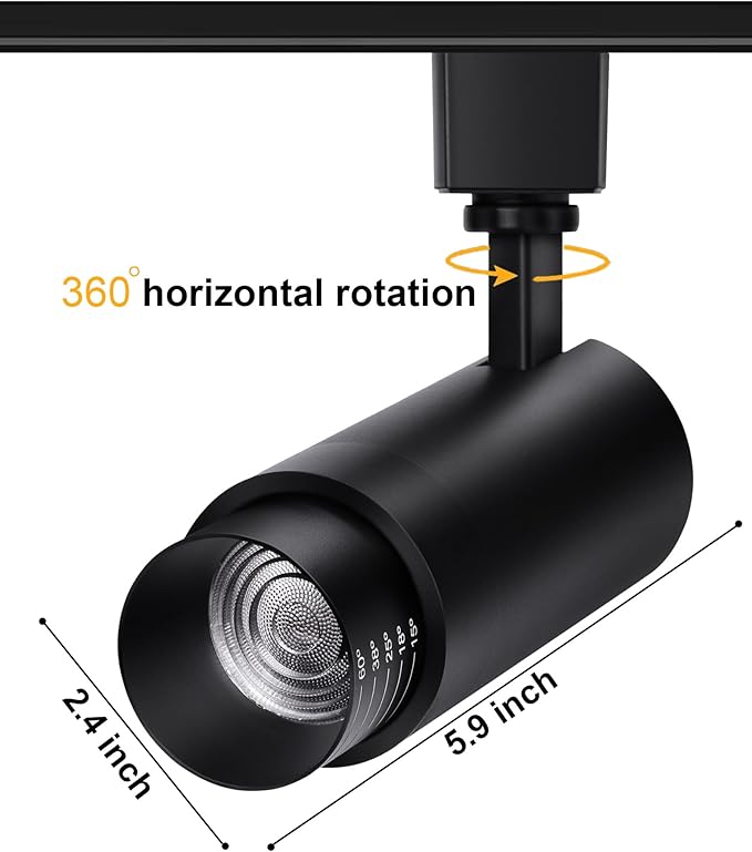 Zoomable LED Track Lighting Heads,2700K-6500K Stepless Dimming H Type Dimmable Rail Ceiling Track Lights Fixtures for Kitchen,Flicker Free 15° to 60° CRI90 12W 1200LM,Black 10 Pack