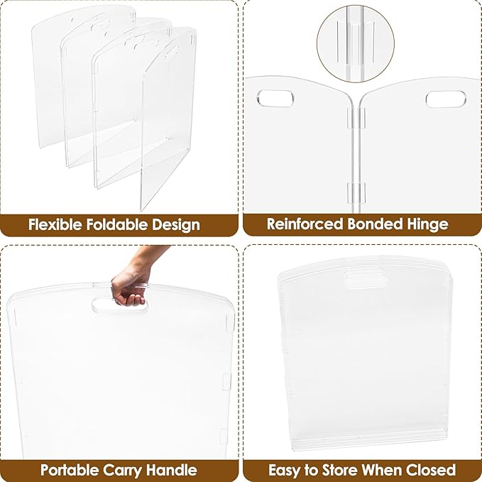 Modern Frame Clear Acrylic Freestanding Pet Gate - 24" High Extra-Wide Folding 6-Panel Dog Barrier for Doorways, Stairs & Large Openings, Indoor Fence for Dogs, Puppies & Cats