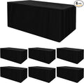 Fitted Black Rectangle Table Cloths 6ft Table Cover for Vendor Booth Display, Hotels, Banquet, Trade Show,30x96 Inch, 6 Pcs