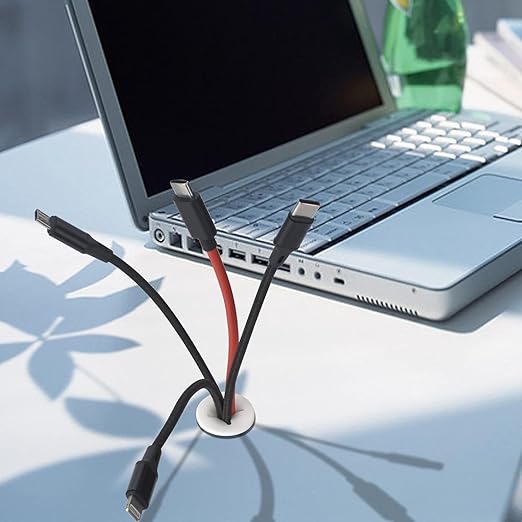 12 Pcs Cable Cord Grommet Silicone Cable Grommet 1" Wire Hole Cover Cable Management Wire Organizer Cable Pass Through Desk Grommet for Table, Computer Desk, Office, Home (White)