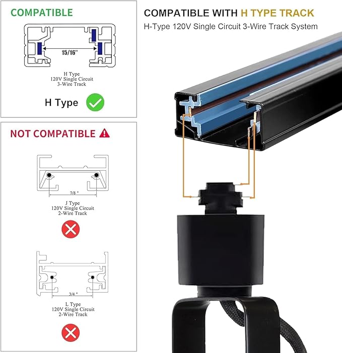 LED Track Lighting Kit, 3CCT 10W Track Lights Heads 3000K/4000K/6000K Adjustable with 19.68FT H-Type Track Light Rails 18PCS Ceiling Spotlight Fixture Replaceable GU10 Bulb