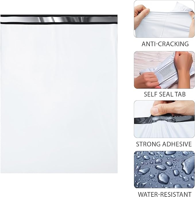 Poly Mailers Bags 4x6 5x7 9x12 10x13 12x15.5 12x16 14.5x19 19x24 24x24 26x26 26x32 Inch Premium Envelopes Shipping Bag, Self-Seal, Waterproof, Privacy Opaque, Mailing Packaging Bags