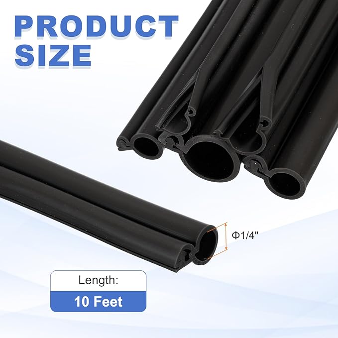 MECCANIXITY 10ft Cable Management Sleeve, 1/4 Inch ID Flexible Cord Wires Hider Cover Insulation Snap-fit Protector for Substation, High-Voltage Electrical Networks, Black