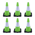 6 Pack 18 Inch Green Reflective Traffic Cones, Durable Black Base Safety Cones for Parking Lots, Sports Fields and Yard Markers (6, Green, 18 Inch)