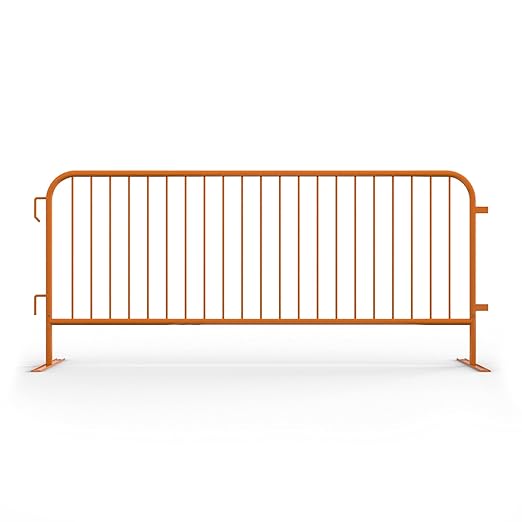 Angry Bull Barricades Metal Interlocking Steel Barricade (8.5 Ft. Heavy Duty, Flat Feet, Orange Powder Coated, Set of 10)