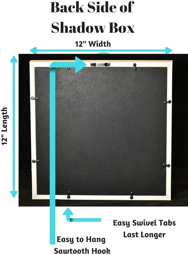 Tasse Verre 12x12 White Display Shadow Box (2-Pack) Frame w/Linen Background and 16 Stick Pins - Ready to Hang Shadowbox Picture Frame - Box Display Baby Memorabilia Wedding