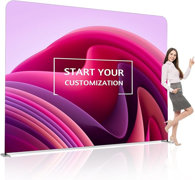 Customize Trade Show Display Holder Tension Fabric for Backdrop Frame and Banner - Double-Sided Printing 20×7.5 FT