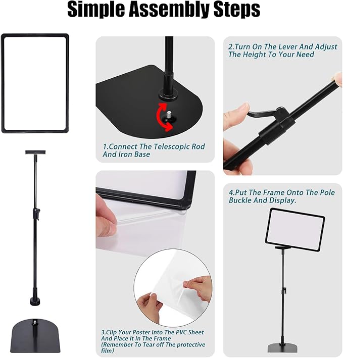 Retail Sign Holder for Display Indoor, Portable Signage Stand Double Sided Sale sign for Business Store Retail Market Vendor Advertising Trade Show Display (A4, 6Pack)