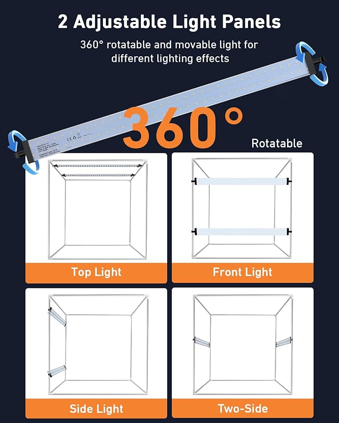 DUCLUS Photo Light Box 24x24 inch, Portable Shooting Tent Kit, Professional Dimmable Photo Studio Light Box with 100 LED Beads & 6 Color Backdrops for Jewelry and Food Items Product Photography
