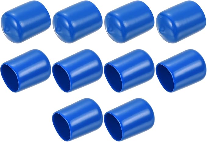 uxcell 10pcs Rubber End Caps 16mm ID Vinyl Round End Cap Cover Screw Thread Protectors Blue