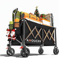 Wagons Carts Foldable, 350LBS Collapsible Wagon with 360° Rotating Wheels, Brakes, and Side Pocket, Large Capacity 160L Wagon Cart for Shopping, Park, Camping and Outdoor Use