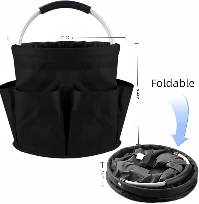17L Cleaning Caddy With Handle, Foldable Storage Cleaning Product Organizer, Cleaning Caddy Organiser, Outdoor Camping，Portable Multifunctional Cleaning Bucket tool Bag Organizer (black)