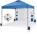 PHI VILLA Canopy Tent 10x10 Pop Up Canopy Outdoor Shade with Pockets Sidewall, Easy Up Sun Shelter with One Person Set Up Center Lock, Portable Instant Camping Beach Canopy Tents, Blue
