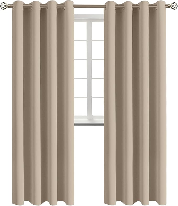 BGment Blackout Curtains - Grommet Thermal Insulated Room Darkening Bedroom and Living Room Curtains, Set of 2 Panels (55 x 96 Inch, Sand)