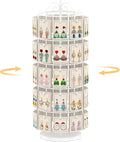 EsLuker.ly Earring Holder Organizer Rotating Display Tree Stand, Adjustable Height Earring Card Hanger Rack with 50 Hooks for Vendors Market Selling, 5 Tier Metal Jewelry Storage Tower, White