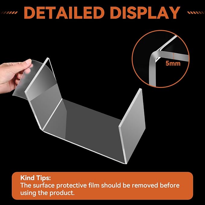 10 Pcs Large Acrylic Display Risers, 2 Sets Clear Risers Display Stands, 0.19" Thick Large Acrylic Risers for Display, Clear Rectangular Display Shelf for Showcase Cupcake Dessert Toys Perfume