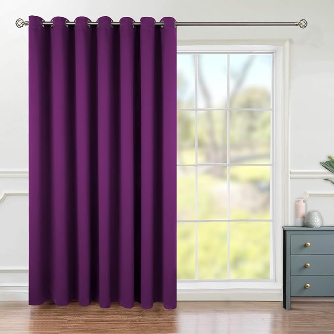 BGment Purple Sliding Door Curtain 120 Inch Long - Wide Room Darkening Room Divider Curtain for Bedroom Privacy Themral Insulated Grommet Room Separator Drape, 1 Panel, 100 X 120