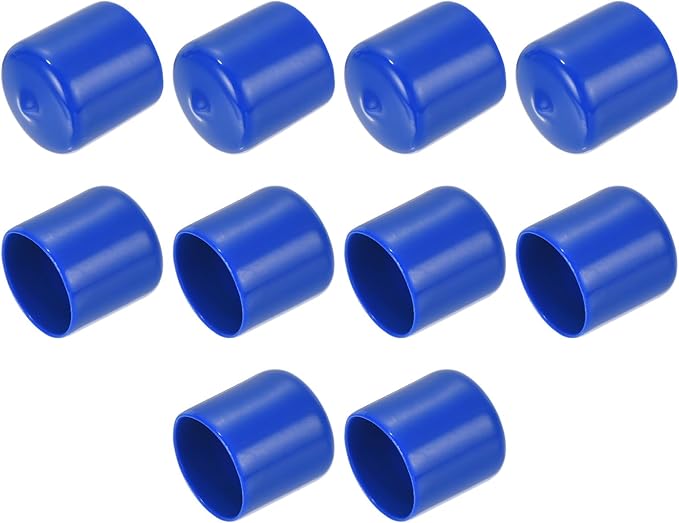 uxcell 10pcs Rubber End Caps 25mm ID Vinyl Round Tube Bolt Cap Cover Screw Thread Protectors Blue