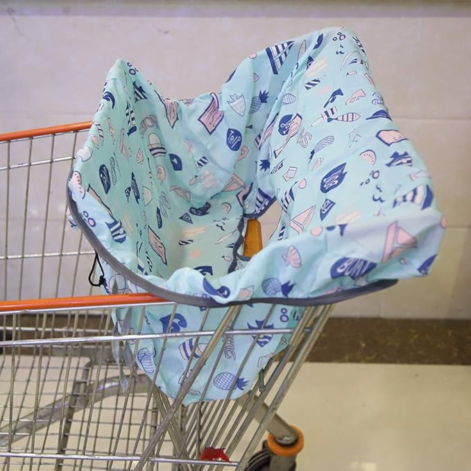 Portable Shopping Cart Cover with Infant Chair Seat Cushion, Machine Washable, Multipurpose Storage Bag for Unisex Babies