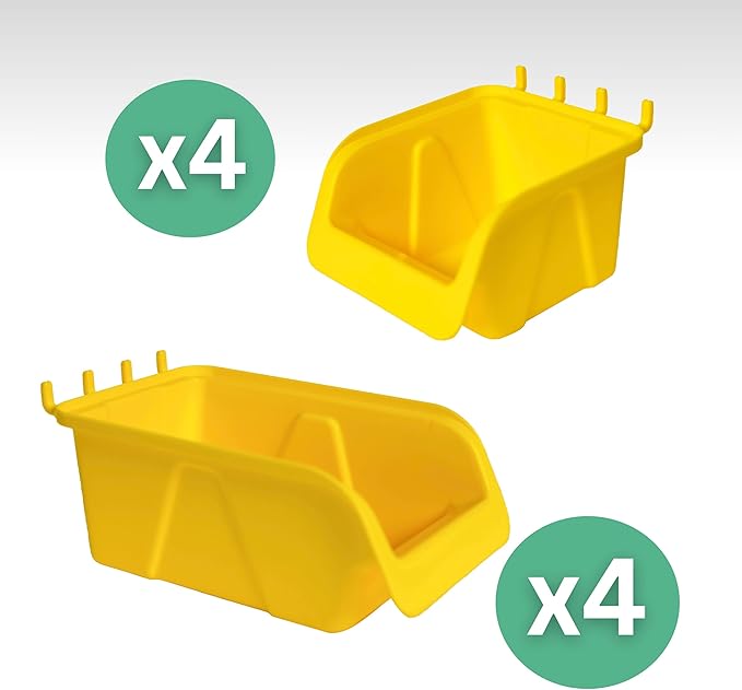 WallPeg Peg Board Bin Kit - Kit PB-4 - Pegboard Accessories for Garage Storage & Tool Organizer - Workbench Bins Pegboard Accessories