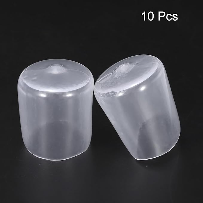 uxcell 10pcs Rubber End Caps 25mm(1") ID Vinyl Round End Cap Cover Screw Thread Protectors Clear