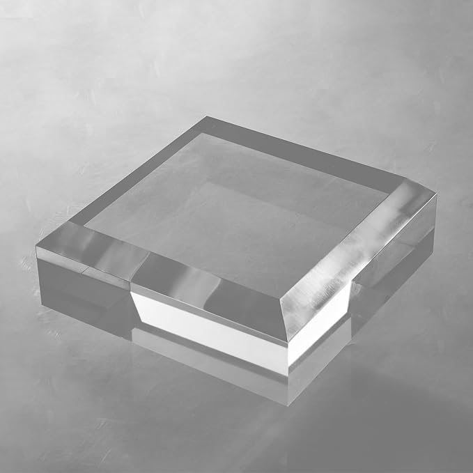 CiaoHER 2in Thickness Beveled Solid Acrylic Display Block Clear Polished Pedestal Stand Riser Solid Base (6x6)