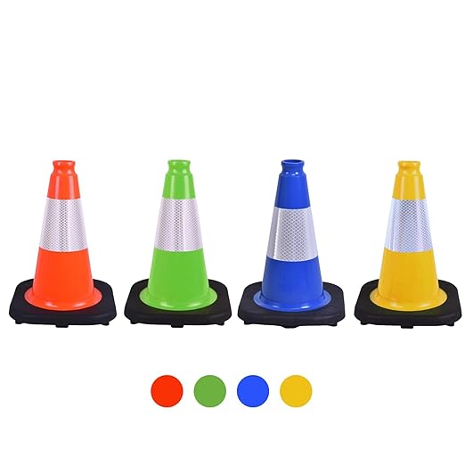 8 Pack 12 Inch Yellow Traffic Cones with Black Base, Multipurpose Road Safety Markers for Driveway, Parking Lots, Pet Training, Kids Games (8, Yellow, 12 Inch)