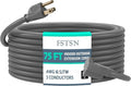 75Ft Heavy Duty Indoor Outdoor Extension Cord - 16/3 SJTW Waterproof Power Cable with 3 Prong Grounded Plug, Grey - Durable, Weather Resistant, for Home, Garden, and Worksite Use