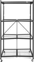 Origami R5 Series Foldable 4-Tier Steel Storage Rack, Pewter – Heavy-Duty Metal Shelving Unit w/ Removable Wheels for Laundry Room or Garage – Rolling Organizer for Home, Office & Warehouse
