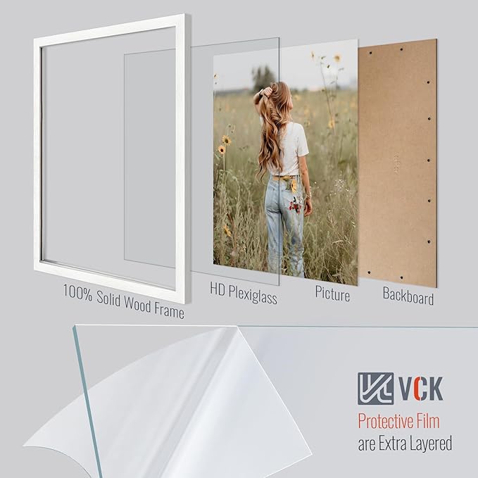VCK 22x28 Poster Frame Set of 5 - White, Exclusive Wood Grain Picture Frame - Wall Hanging