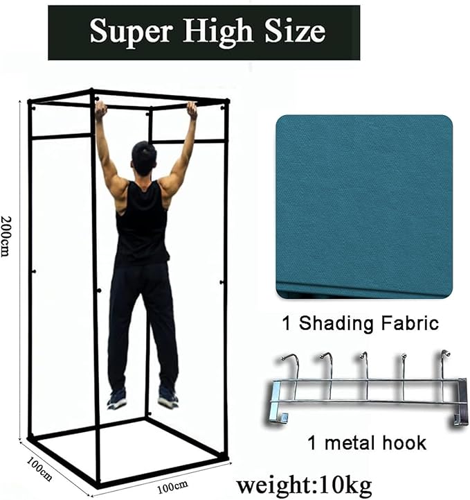 Clothing Store Fitting Room, Portable Dressing Room, Movable Changing Room for Boutique with Shading Fabric Cloth Privacy Curtains Screen for Bar Party Pool (Blue)