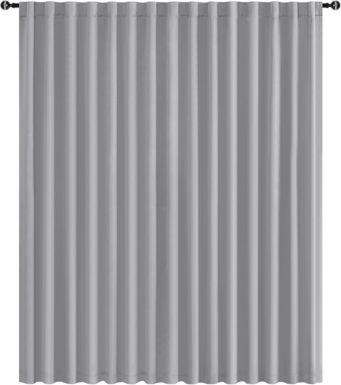Hiasan Privacy Room Divider Patio Sliding Door Curtain Extra Wide Blackout Thermal Insulated Curtains with Back Tab & Rod Pocket for Bedroom Partition Living Room (120 x 96 Inches, Silver Grey)