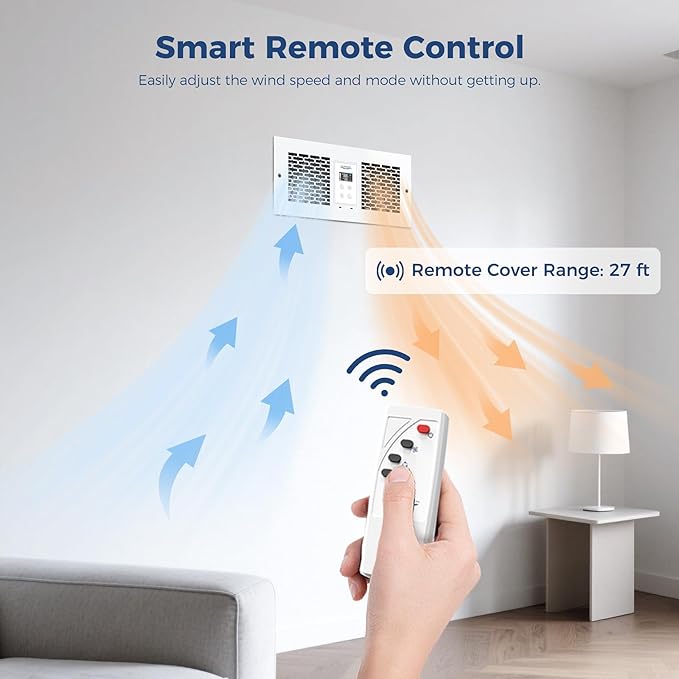ALORAIR Room to Room Fan with Remote Control, 300CFM Through Wall Ventilation Fan with Dual Fans, Temperature Control, for Kitchen, Laundry, Room, RTR300CV