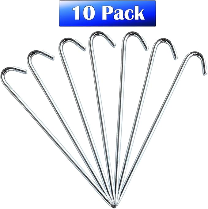 Steel Tent Stakes Heavy Duty Ground Stake, Metal Stakes to Anchor Commercial Inflatables, Outdoor Camping Canopy, Fence, Garden Tent Accessories, 1/2" Diameter x 12" Length, 4 Pack