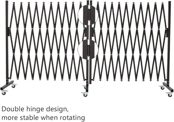 GYMTIME Industrial Expandable Metal Barricade, Portable Safety Barrier with Casters, Mobile Folding Scissor Gate, Aluminum Retractable Fence, 0-180 Degree Rotating, 23.6 Feet, Indoors Outdoors
