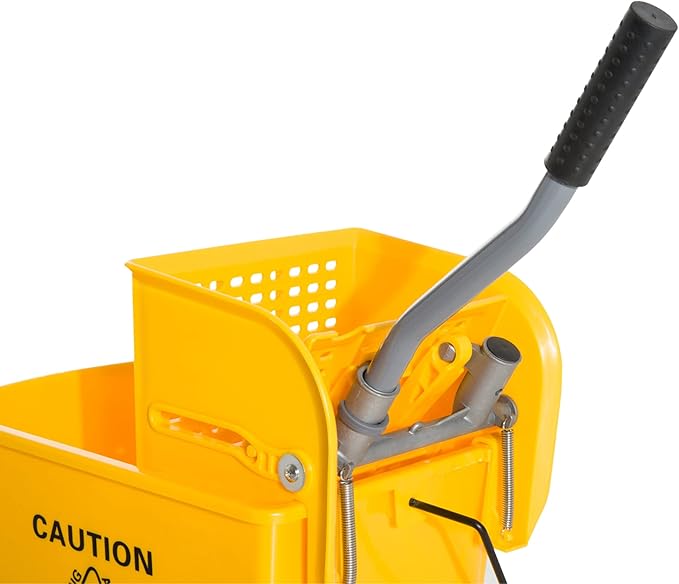 HOMCOM Compact Mop Bucket with Wringer on Wheels for Floor Cleaning, 21 Quart, Separate Dirty and Clean Water, for Home, Apartment, Yellow