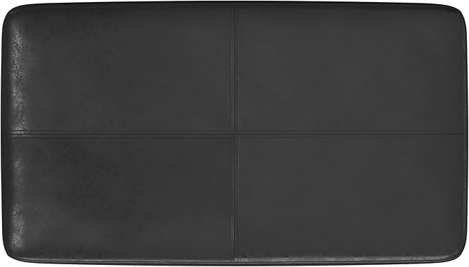SIMPLIHOME Carlson Small Ottoman Bench - 27 inch Wide Upholstered Woven Fabric Rectangle Ottoman in Distressed Black, Mid Century Modern Bench for Bedroom or Living Room with Padded Seat